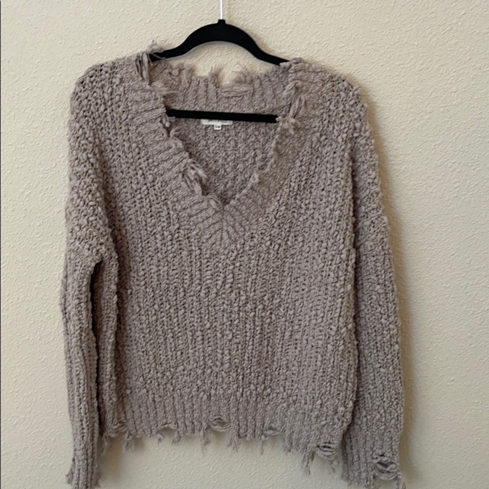 Miracle Distressed Sweater Taupe S/M